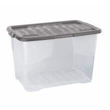 Strata 3 x 65 Litres Curve Plastic Stackable Storage Box & Lid with clip-on lids, 3 Pack, Multi storage box for home and office storage solution Clea