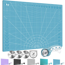 Miuzei Rotary Cutter Set: A2 Cutting Mat, 45mm Fabric Cutter, Self-Healing Craft Mat, Quilting Kit, Suitable for Cutting Fabric, Sewing, Leather, and