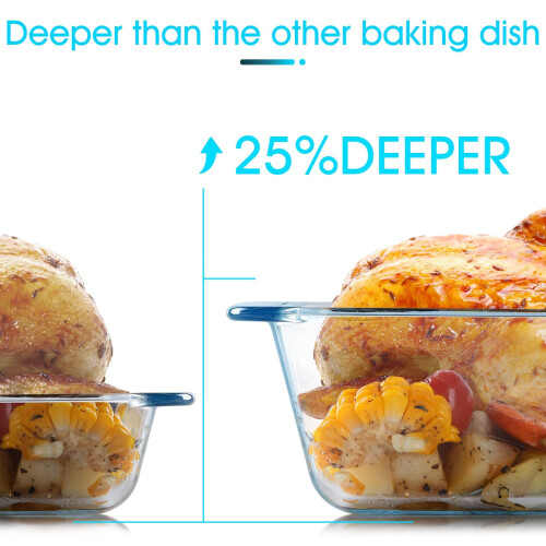 NUTRIUPS Deep Rectangular Glass Lasagne Dish, 3.5L, Tempered Glass, Oven Proof 2