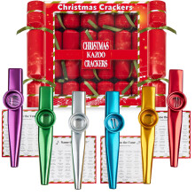 KreativeKraft Luxury Christmas Crackers, Pack of 6 Deluxe Xmas Crackers with Toys Jigsaw Puzzles or Kazoo, Fun Novelty Christmas & Party Table Gifts