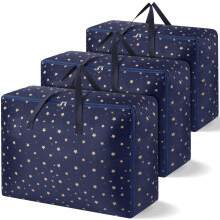 Averrex 105L Large Storage Bags, 3 Psc Moving Bags with Sturdy Zips and Handle, Waterproof Underbed Storage Bag for Clothes Duvet Bedding and Laundry