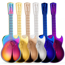 nuoshen Big Guitar Coffee Teaspoons, 6pcs Stainless Steel Musical Coffee Gifts for Man Cute Tea Spoons Set Tableware for Ice Cream/Dessert/Stirring/S