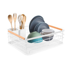 M.J COMFY-LIFE Dish Drainer Rack with Removable Drip Tray - Large Space Saving Kitchen Drying Rack for Plates, Bowls & Cutlery - Rust-Proof Metal Fra