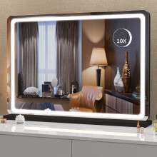Hasipu Vanity Mirror with Lights, 80 x 58cm LED Makeup Mirror, Lighted Make up Mirrors with Dimmable 3 Modes, Touch Screen Control Vanity Mirrors Squ