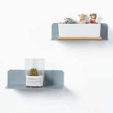 OAPRIRE Acrylic Floating Shelf Wall Mount 2 Pack, 9 Inch Small Adhesive Shelves for Children's Room, Bedroom, Bathroom, Kitchen with 4 Cable Clips, E