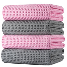 POLYTE 430 gsm Microfibre Oversize Quick Dry Lint Free Bath Towel, 152 x 76 cm, 4 Pack (Waffle Weave)