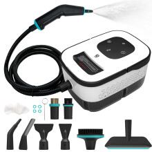 2500W Handheld Steam Cleaner, 6-Speed Portable Steamer with Large Tank & 10 Accessories, 10s Heat-Up steamer cleaning for Kitchen, Bathroom, Car Deta