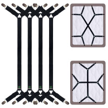 FIBOOMERANG Bed Sheet Clips - Crisscross Fitted Sheet Straps for Bedding, Sheet Grippers and Sheet Holder Elastic Bands Bedsheet Suspenders Fasteners
