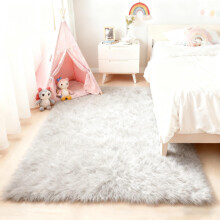 Gofodsil Area Rugs for Bedroom 120x180cm, Light Gray Rugs Living Room Anti Slip, Modern Super Soft Thick Pile Small Fluffy Shaggy Rug Non Shedding