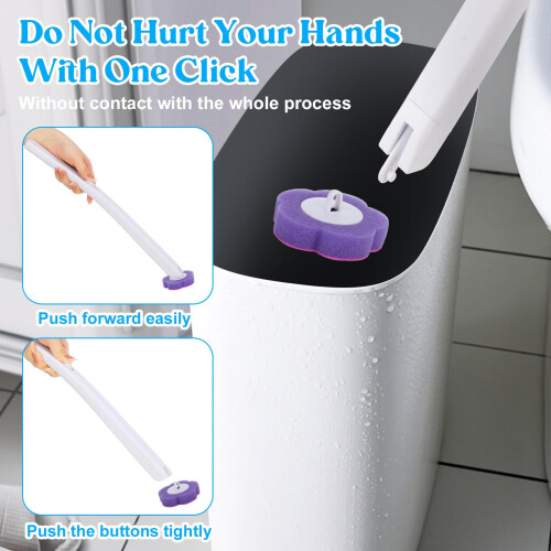 32Pcs Toilet Brush Replacement Head with Handle, Disposable Toilet 2