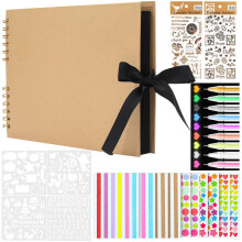 JETOP DIY Photo Album Scrapbook Photo Book Scrapbook 80 Black Pages Large Memory Book to Write in and Photos Personalised for Picture Book Memories B