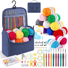 Crochet Kits for Beginners Adults Crochet Hooks Set 12Pcsx25g Crochet Yarns Include Ergonomic Metal Crochet Hooks 2-6.5mm Knitting Kit Accessories To