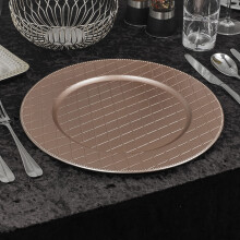 URBNLIVING 33cm Christmas Dinner Charger Plates Placemats Dining Table Setting Reusable Party Decor (Diamond Cross Rose Gold, 6 Charger Plates)