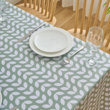 Dehaus Wipe Clean Table Cloth - Sage Green Petal Parade - Wipeable PVC Oilcloth Table Cover - Rectangular Plastic Vinyl Tablecloth - Water Resistant