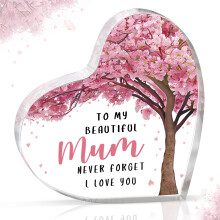 Gleevara Gifts for Mum, Christmas Exquisite Gifts for Mum from Daughter Son - Heart-Shaped Plaque Desk Decor, Mum Birthday Gifts, Unique Mummy Presen