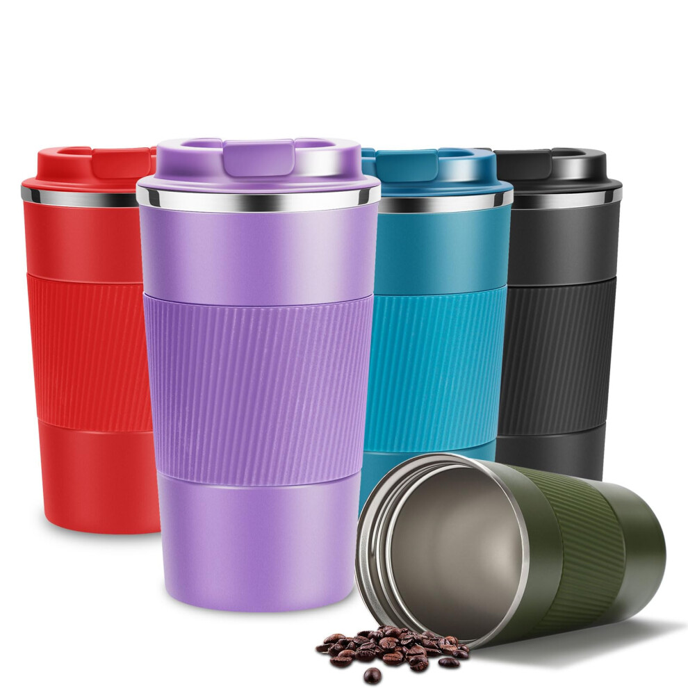 Yinjam Purple Travel Mug Reusable Insulated Coffee Cups Vacuum Insulation Stainless Steel Thermal Bottle For Hot Cold Drinks (, 510Ml)