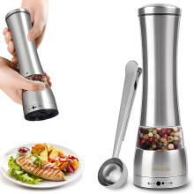 (1 Pack) Manual Salt and Pepper Grinder Set, Equipped with an Adjustable coarse Grinding Head and a Stainless Steel Spoon, can be Used as a clamp or