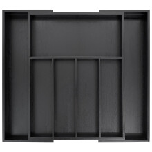 VaeFae Bamboo Drawer Organizer, Expandable Silverware Drawer Dividers and Cutlery Tray for Kitchen Utensils and Flatware (Black)