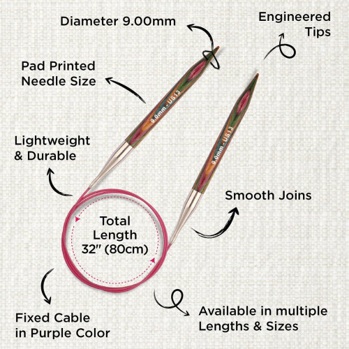 KnitPro Symfonie Fixed Circular Needles 32" (80cm) | 9.00mm 2