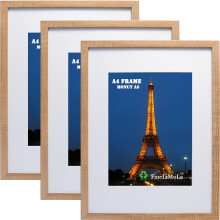 A4 Wooden Picture Frame with A5 Mount - Dark Document and Photo Frames for Table or Wall - 3 Pack