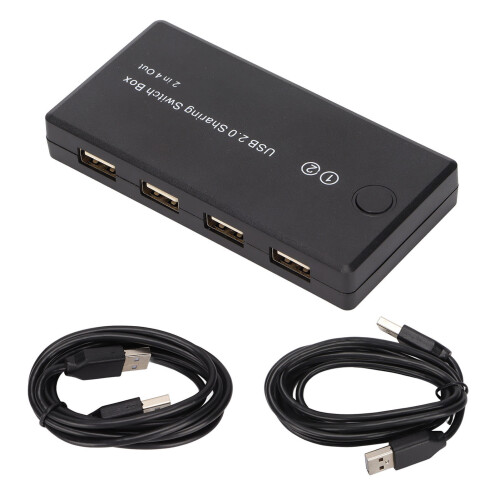 Compact Size Space Saving Device, Button Switch LED Indicator for Peripheral Sharing USB2.0Switch Box Driver Free Setup 2