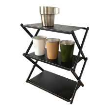 Camping Storage Rack 3Tier Folding Organizer Lightweight Portable Camping Table for Outdoor Use