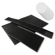 Rubber Bar Mat Set 3 Pack Thick Durable NonSlip Spill Control for Bar Kitchen Glass Drying