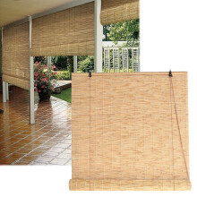Waterproof Outdoor Bamboo Roller Shades for Patio Privacy Handwoven Reed Blinds Cordless 2472in