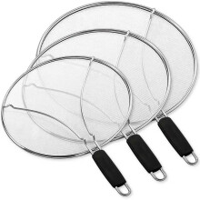Grease Splatter Screen Set Stainless Steel Fine Mesh Guard for Frying Pan Cooking 3 Sizes