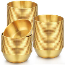 Stainless Steel Dipping Bowls 3.2 Inch Mini Sauce Dishes Stackable Ramekins for Kitchen Party Gold