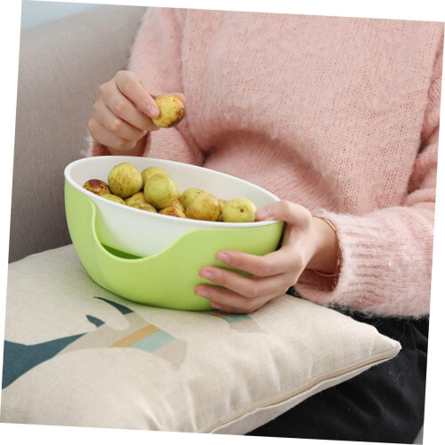 Double Layer Snack Serving Bowl with Shell Holder for Nuts Olives Cherries 2 in 1 Design 2