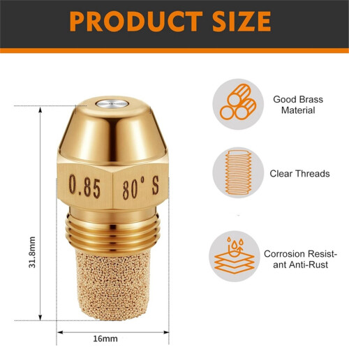 ONB7-2 Pcs Solid Oil Burner Nozzle 0.85-80 B Replacement Brass 80 Degree 2