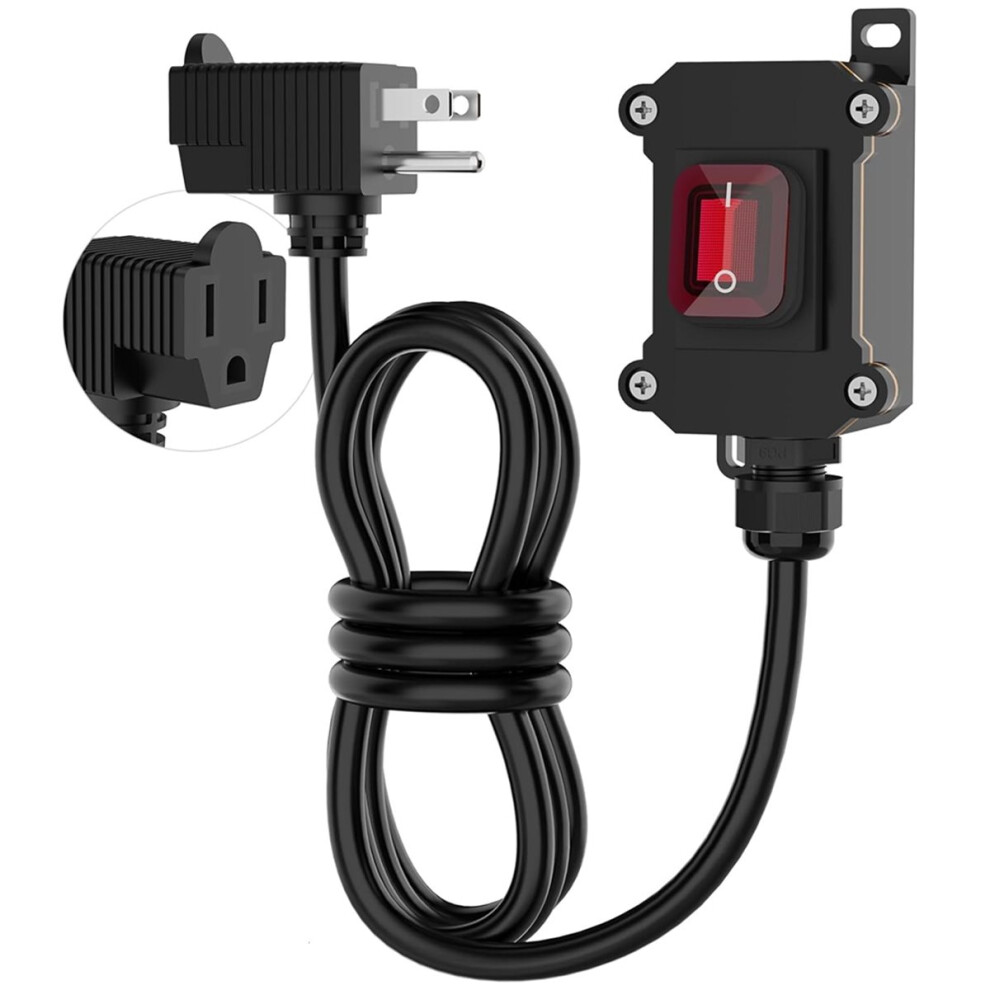 Photos - Other Electrical Equipment ONB7-Inline Cord Switch with 4ft 18AWG, 3-Prong Cable Piggyback Plug Power Extension Outdoor Light US