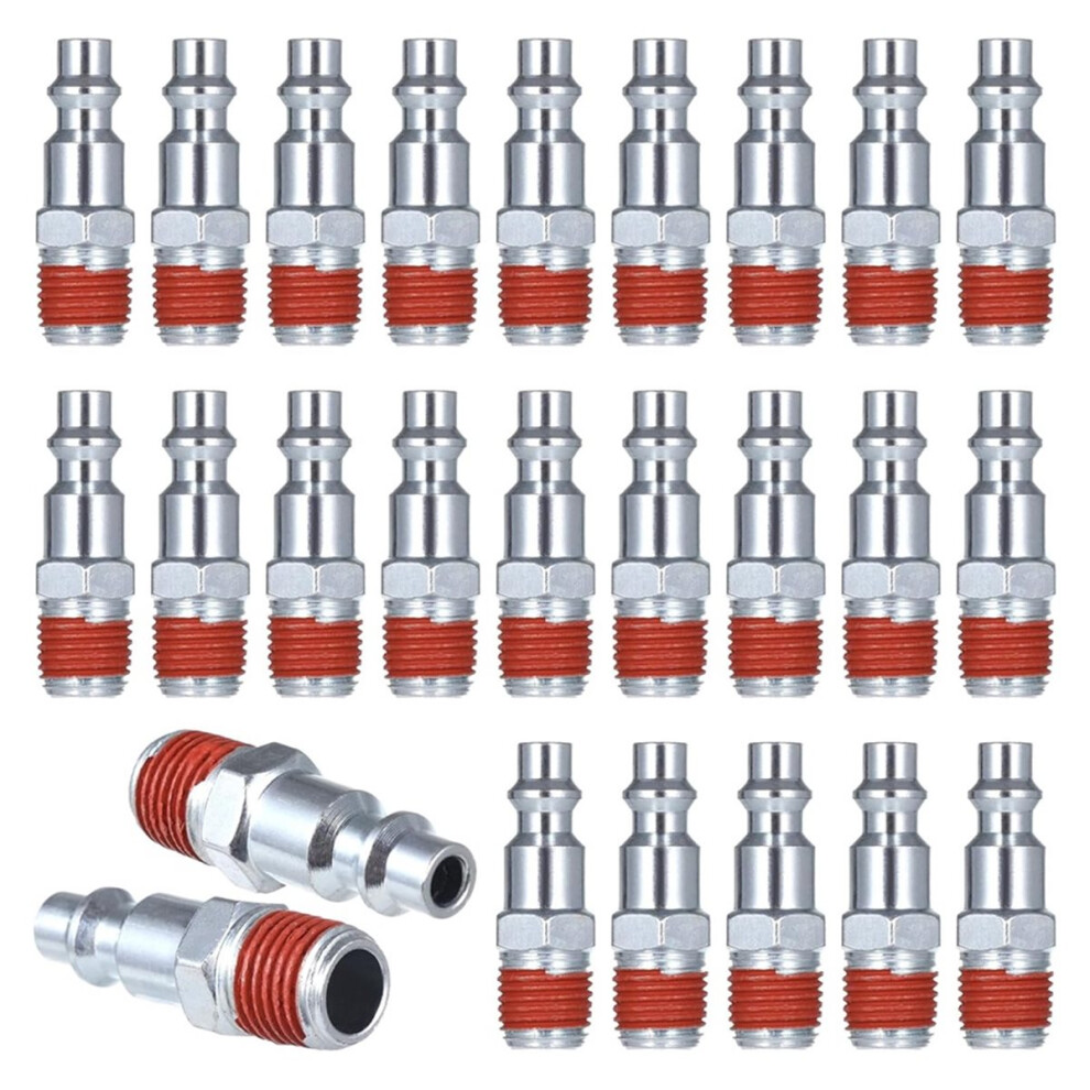 Onb7-25 Pcs 1/4 Inch Npt Male Industrial Air Plugs, Quick Connect Adapters For Compressors 4853765194943