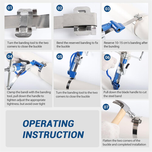 ONB7-Stainless Steel Cable Tie Bundle Tool Tensioning Trigger Cutter Zip Hand Fastening Strap 2