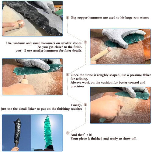 ONB7-9 Pcs Knapping Tools, Kit for Pros and Beginners, Crafting Obsidian Stone Crystal 1