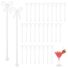 30 Pack Acrylic Bow Drink Stirrers Reusable Swizzle Sticks for Cocktails Coffee Wedding Party