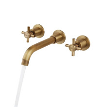 Basin Faucets Antique Brass Wall Mounted Vintage Bathroom Sink Mixer Tap Set with Dual Handles