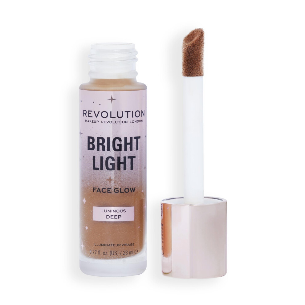 Revolution Beauty London Light Makeup Revolution Bright Face Glow, Brightening Skin Tint, Radiant Finish, Luminous Deep