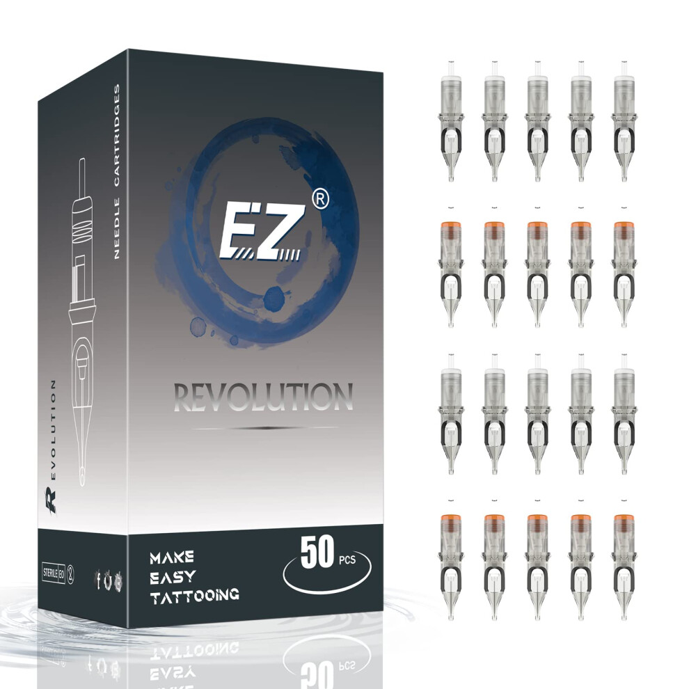 Ez Tattoo Cartridge Needles Assorted - 50Pcs #10 Mixed (3Rl 5Rl 7Rl) & #12 Mixed (5Rs 7Rs) Round Liner/Shader Tattoo Needle Cartridges For Tattooing