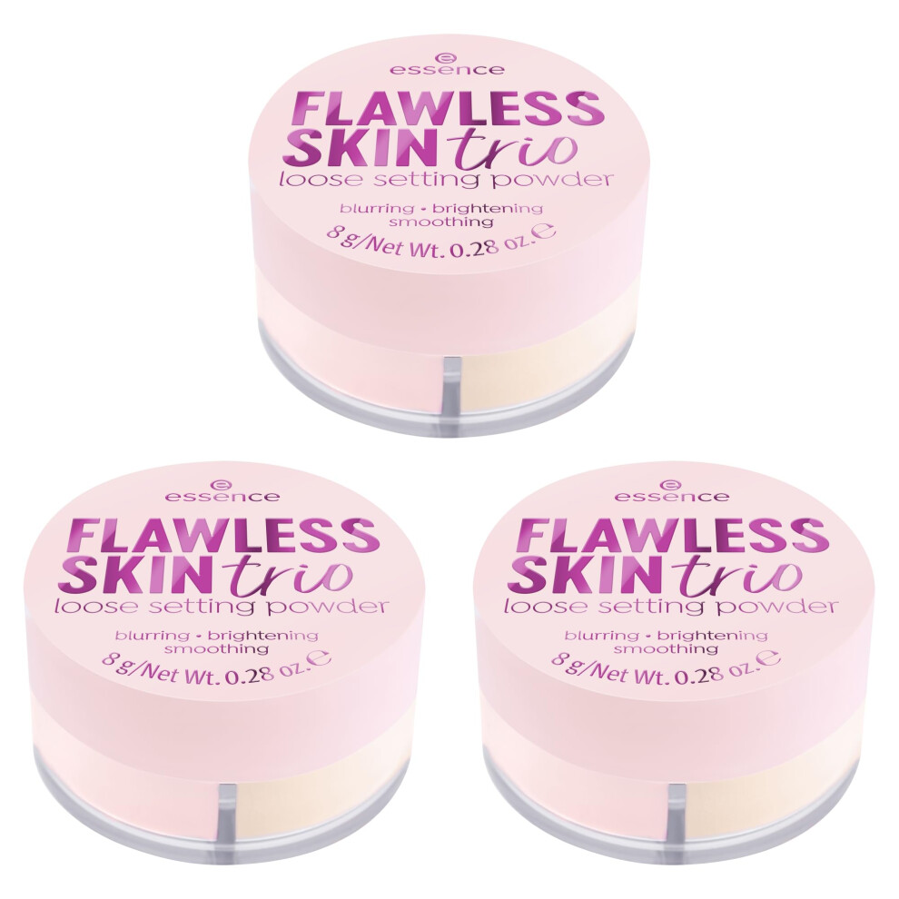 Essence Flawless Skin Trio Loose Setting Powder, No. 10, Multicoloured, Brightening, Natural, Vegan, Oil-Free, Paraben-Free, No Microplastic