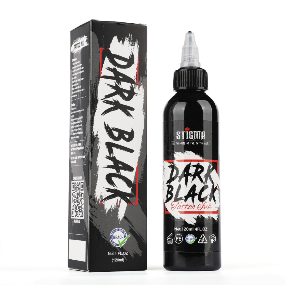 Stigma 4Oz/120Ml Tattoo Ink Dark Black Permanent Tattoo Pigment Professional Supply For Lining & Shading