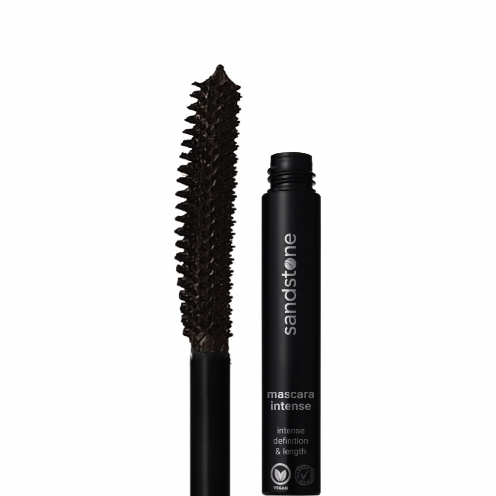 Sandstone Scandinavia Mascara Intense For Sensitive Eyes - Hypoallergenic, Smudge-Proof & Sweat-Resistant - Intense Volume & Length - Fragrance-Free,
