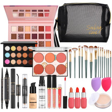 LYMYBETY Makeup Set, Cosmetic Make Up Starter Kit With Storage Bag Portable Travel Make Up Palette Eyeshadow Foundation Lip Gloss for Teenage & Adults