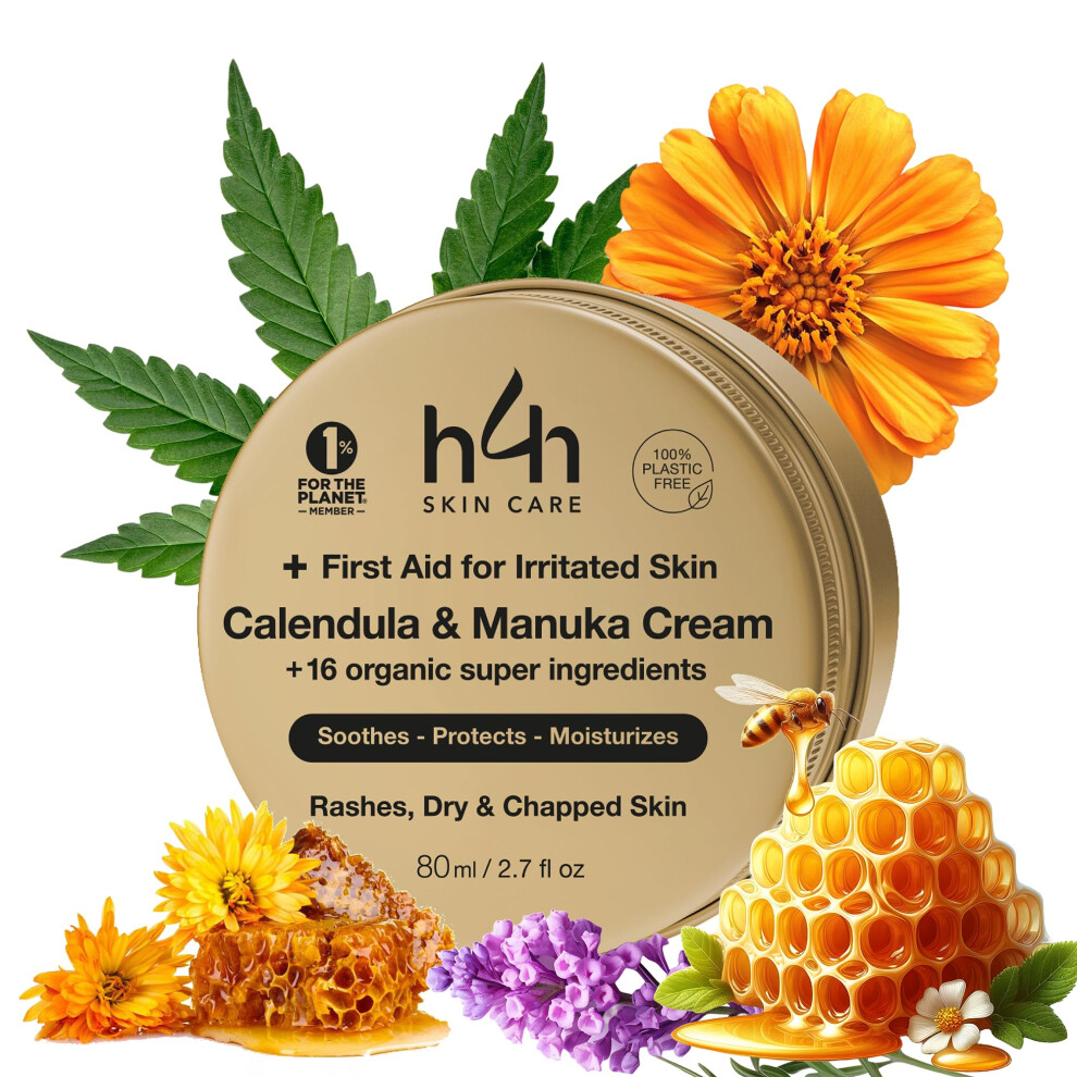 Hemp Help Hemp Cosmetic Cream Manuka Honey & Calendula Repair ? For Dry Skin | Hemp, Propolis & Beeswax | Deep Hydration & Skin Barrier Protection