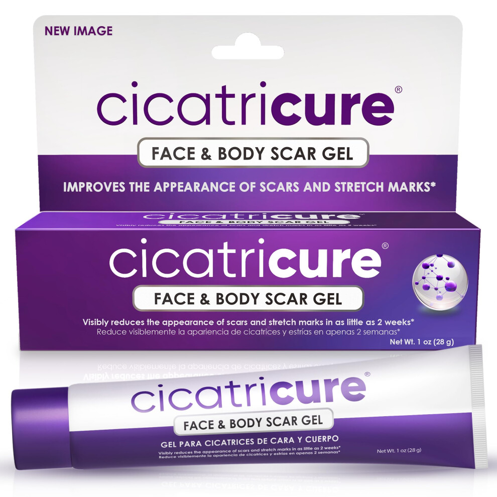 Cicatricure Face & Body Scar Gel, Reduces The Appearance Of Old & New Scars, Stretch Marks, Surgery, Injuries, Burns And Acne, 1 Ounce (Packaging May