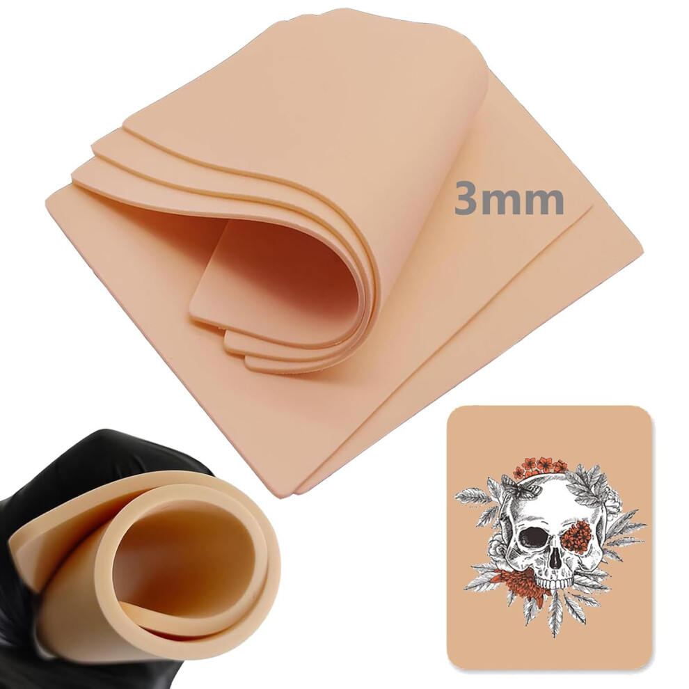 Unihuby Unihubytattoo Skins 3Mm, 6Pcs Tattoo Practice Skin 3Mm Fake Skins Fot Tattooing 8X6" Tattoo Fake Skin Piel Sint?Tica Tatuaje