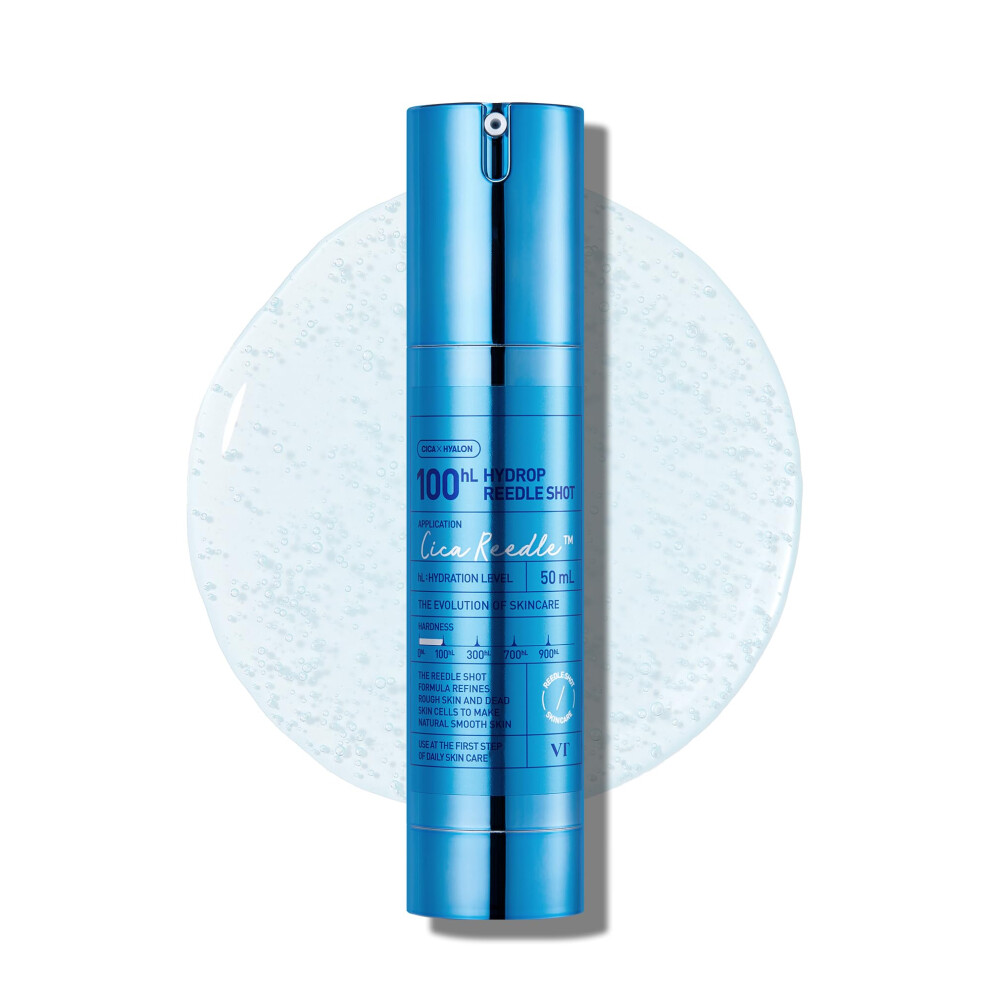 Vt Cosmetics Hydrop Reedle Shot 100Hl, Hyaluronic Acid Microneedling Serum, Intensive Hydrating & Moisturizing Exosome, Soft & Glass Skin, Korean Skin