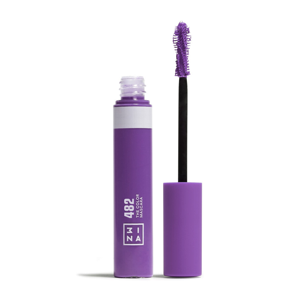 3Ina Purple Makeup - The Color Mascara 482 - With Vegetal Keratin - Volume And Lift Long-Lasting - Flake Free - Lengthening For Sensitive Eyes - Vegan