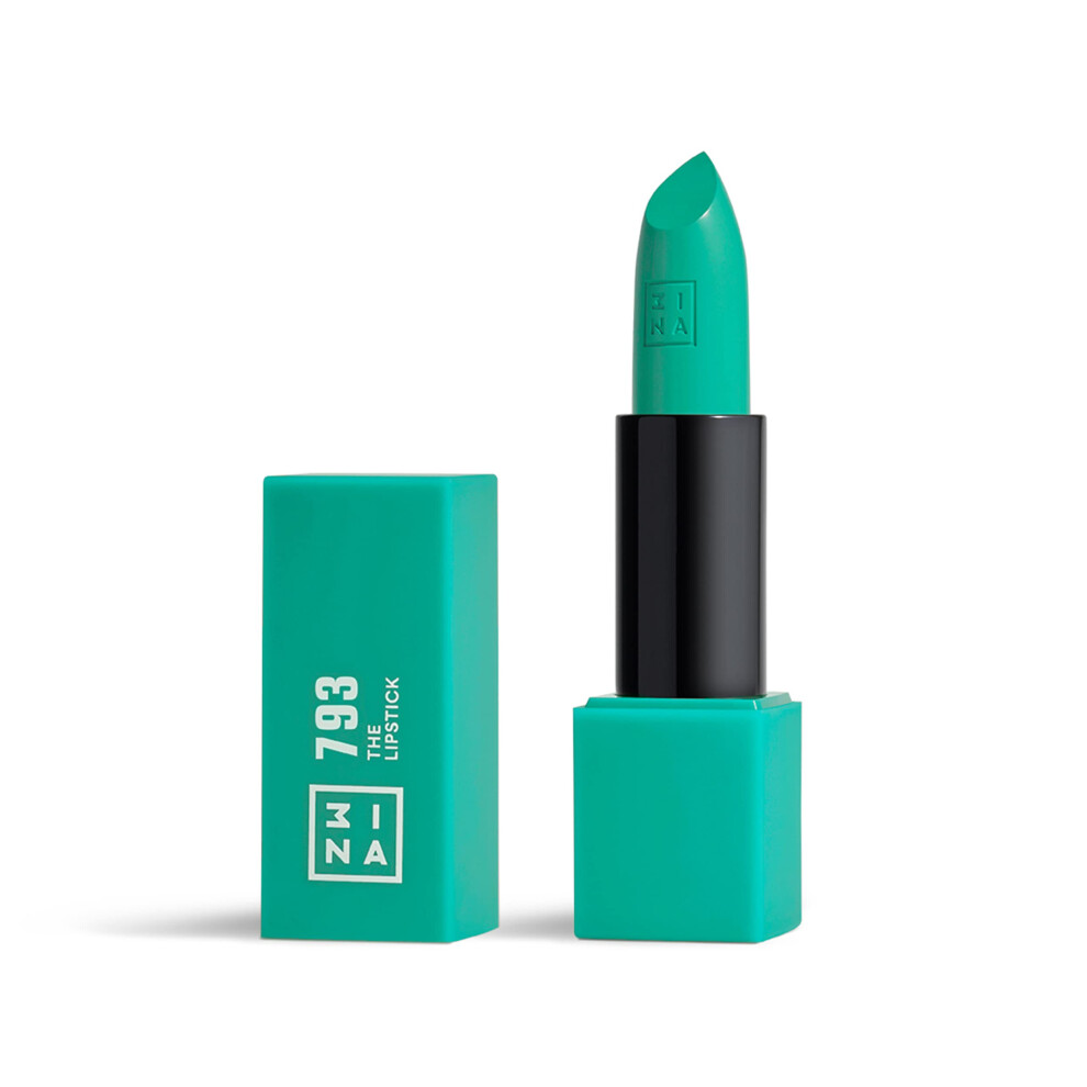 3Ina Turquoise Makeup - Vegan - The Lipstick 793 - Highly Pigmented Shades - Moisturizing Creamy Texture - Smooth Formula - Intense Color - Shiny